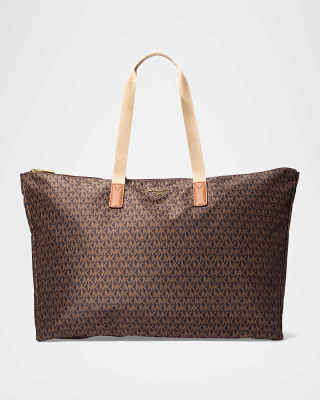 Jet Set Travel Large Signature Logo Print Woven Tote Bag